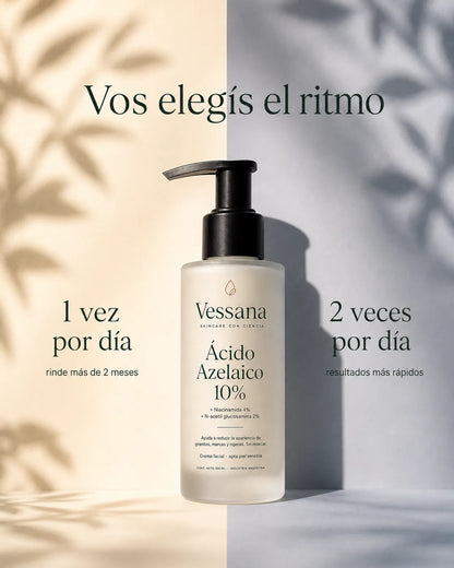 Vessana se puede usar una vez por día, que rinde más de dos meses, o dos veces por día para resultados más rápidos