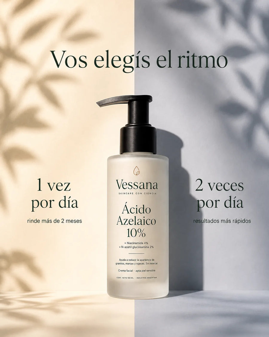 Vessana se puede usar una vez por día, que rinde más de dos meses, o dos veces por día para resultados más rápidos